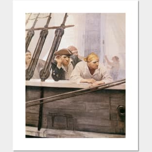 Pirates on the Brig Covenant in a Fog by NC Wyeth Posters and Art